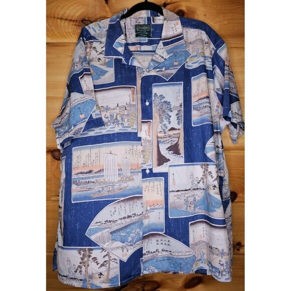 Gitman Bros Vintage Postcard Camp Blue Men Size XXL Made in USA - Picture 11 of 16